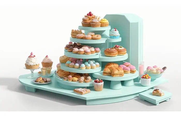 Round Multilayer Cake Stand 3D Art Illustration